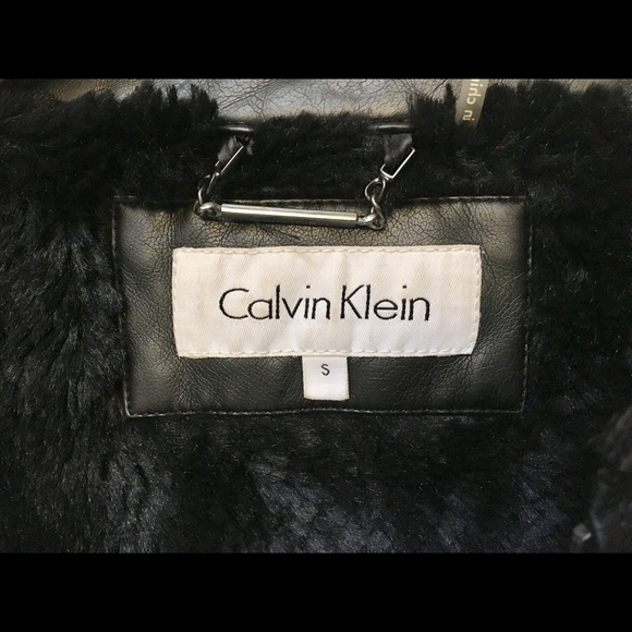 Calvin Klein black vegan leather moto jacket SzSml - Picture 4 of 8